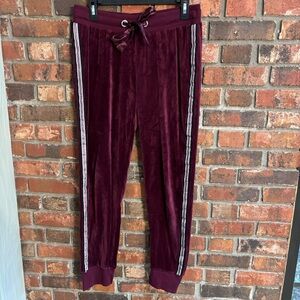 Hunkemoller womens velour velvet lounge track jogger pants burgundy medium